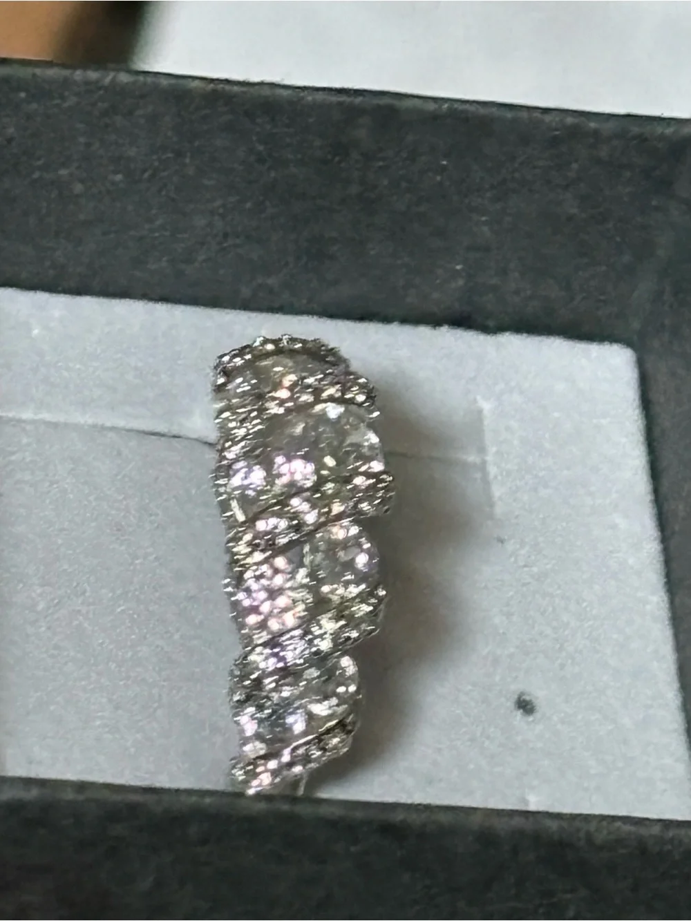 925 Sterling Silver Swirl Pave Statement Ring - Size 8.5